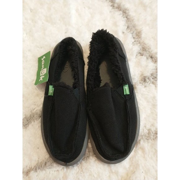 NWT Women's Sanuk Donna Hemp Chill Soft Fur Lined Black Size 5 - Picture 4 of 7